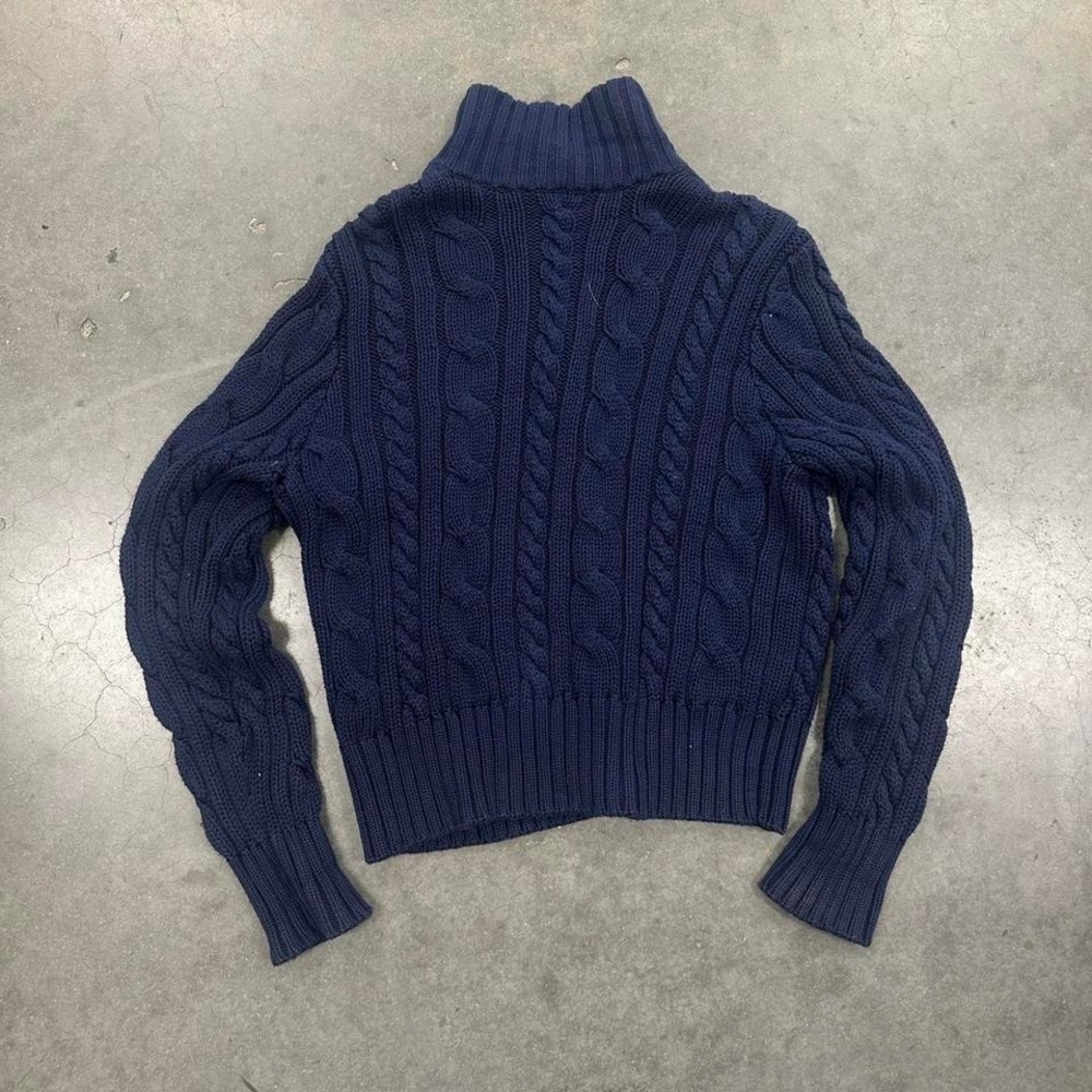 *SOLD* Ralph Lauren womens navy blue heavy cable knit button up cardigan Size XL - Picture 5 of 5